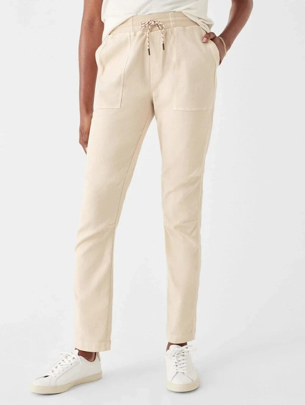 Faherty Traveler Pant Sandstone Women's Cotton Jogger Pants XS